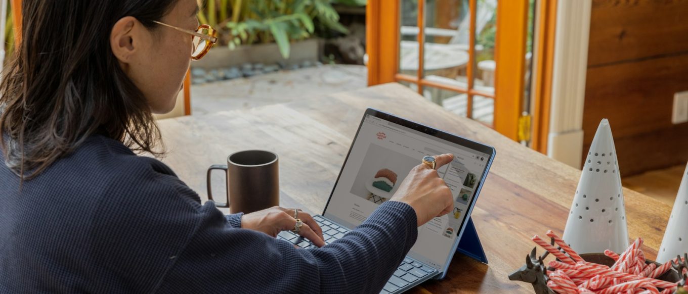 a woman using a laptop